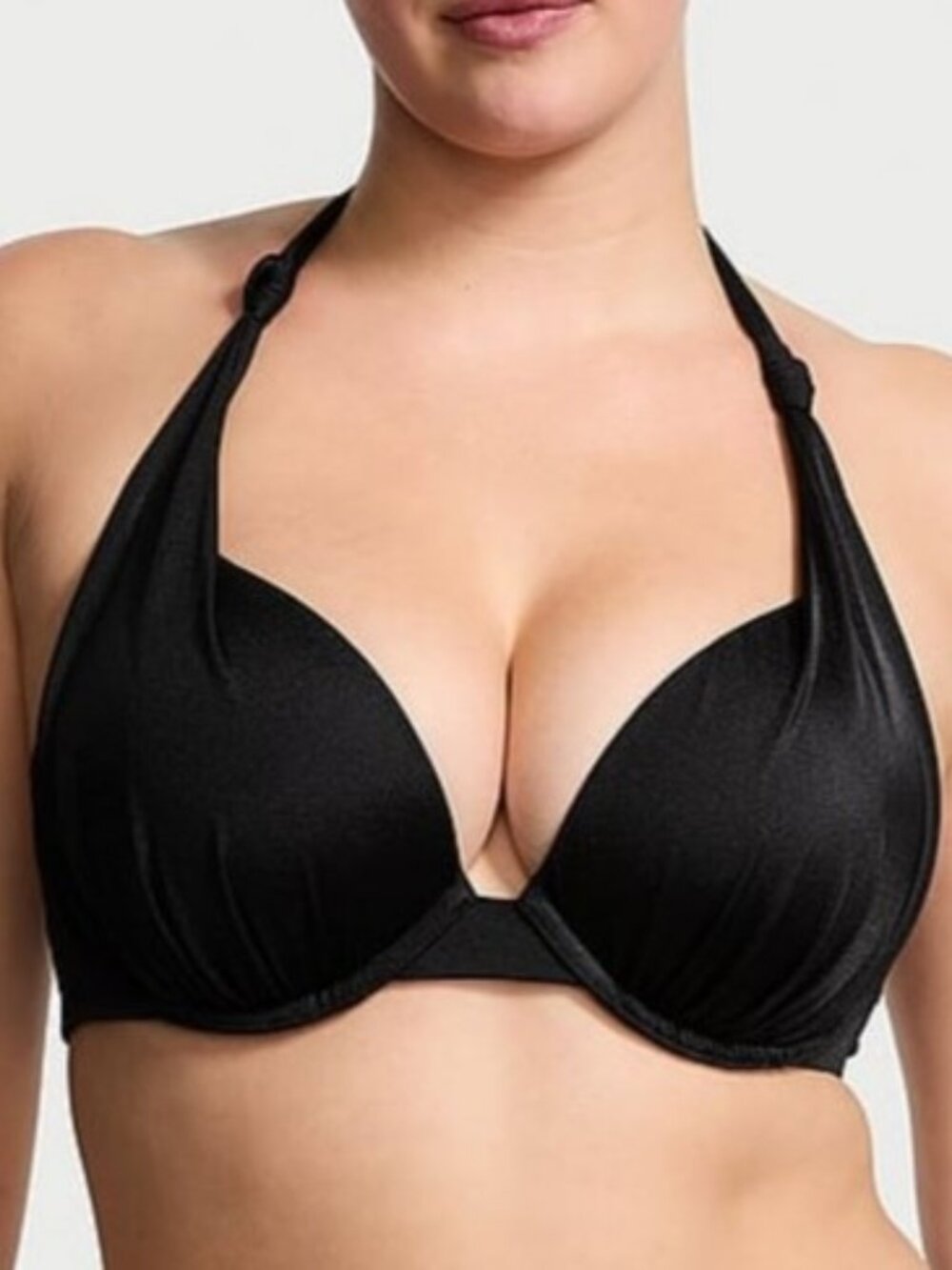 36D Victoria Secret Swim Knotted Tee Push-Up Bikini Top Black $55